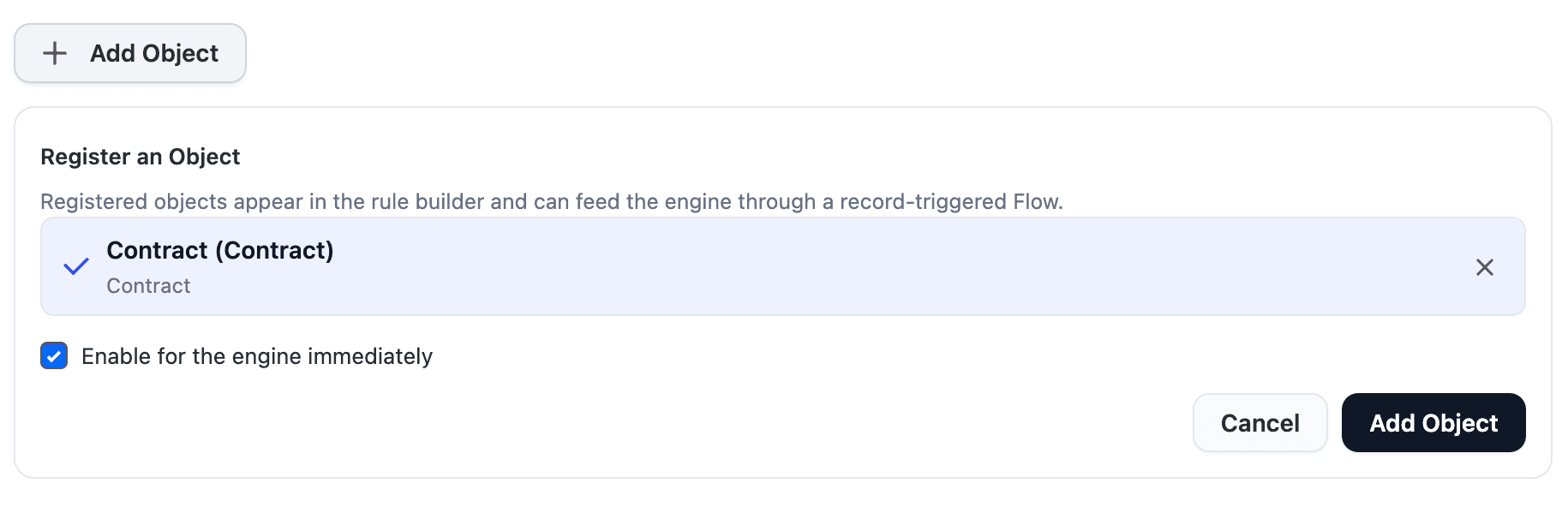 Register an Object with Selection